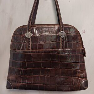 Brighton Brown Croc-Embossed Leather Satchel